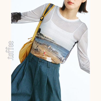 【3pattern】シースループリントロングTシャツ　Z00414