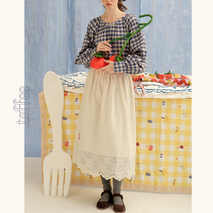 ギンガムチェックウエストリボンロングワンピース　《Z00757》