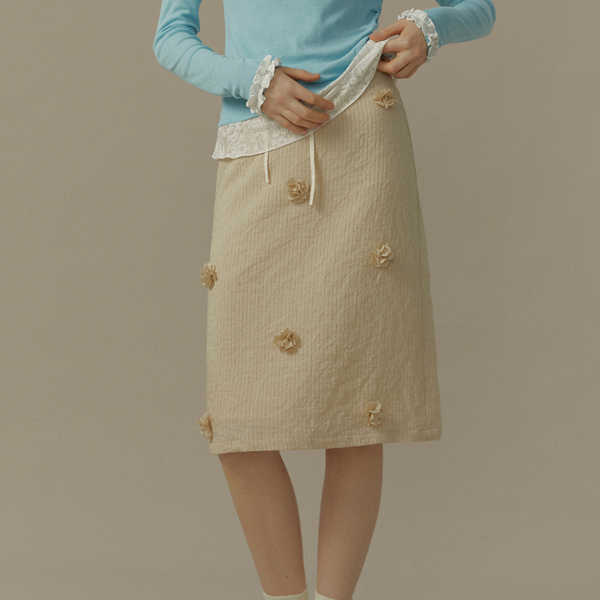 リボン＆立体フラワーAラインスカート《Z00821》