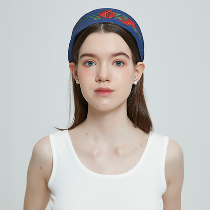 ローズプリントデニムカチューシャ X-102