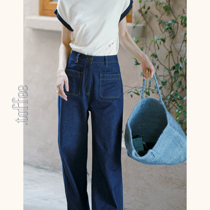 インディゴブルーワイドデニムパンツ　Z00404