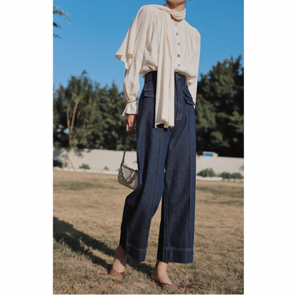 ダブルフラップワイドデニム w-151