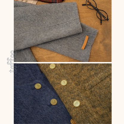 【3color】金のボタンが奏でるアートショートコート《Z01175》