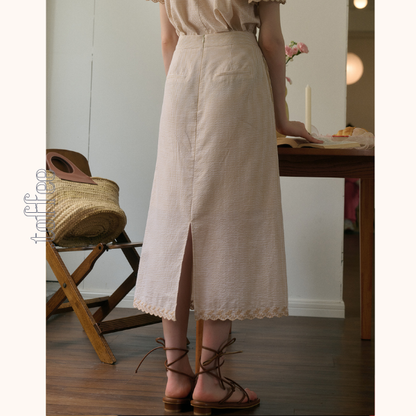 レトロ調ハイウエストAラインロングスカート　Z00783