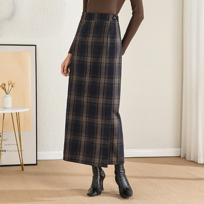 【３color】ダブルチェックエレガントストレートスカート AU-326