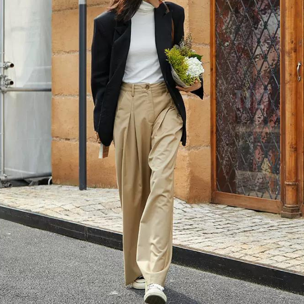 シンプルワイドパンツ w-049