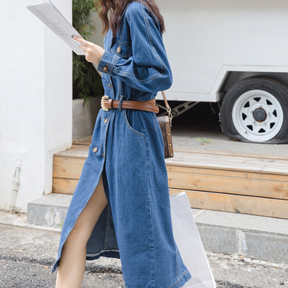 ダブルブレストデニムワンピース AU-325