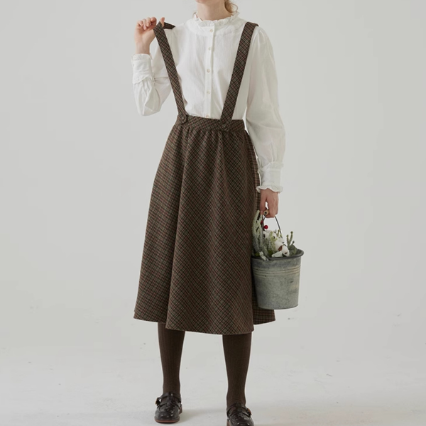 チェックサスペンダースカート Z00151