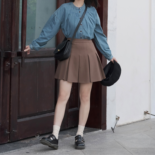 ラウンドネックデニムシャツ Z00097