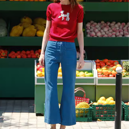 再販決定！【2color】プードル柄パフスリーブニットX1-008