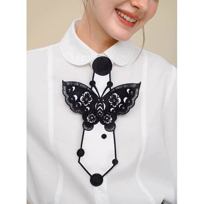 【2color】レトロバタフライ刺繍　ネオネクタイ C0137