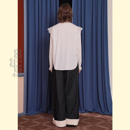 妖精の語る詩：芸術的刺繍レースのクラシカルブラウス 《C0203》