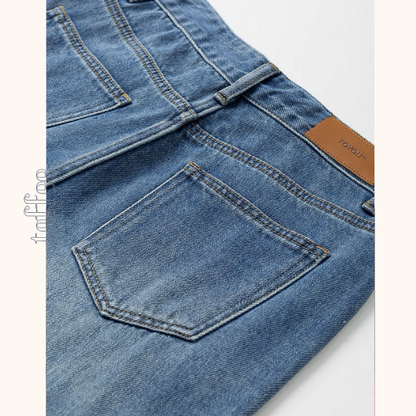 星型アップリケのハイウエストワイドジーンズ《Z00930》