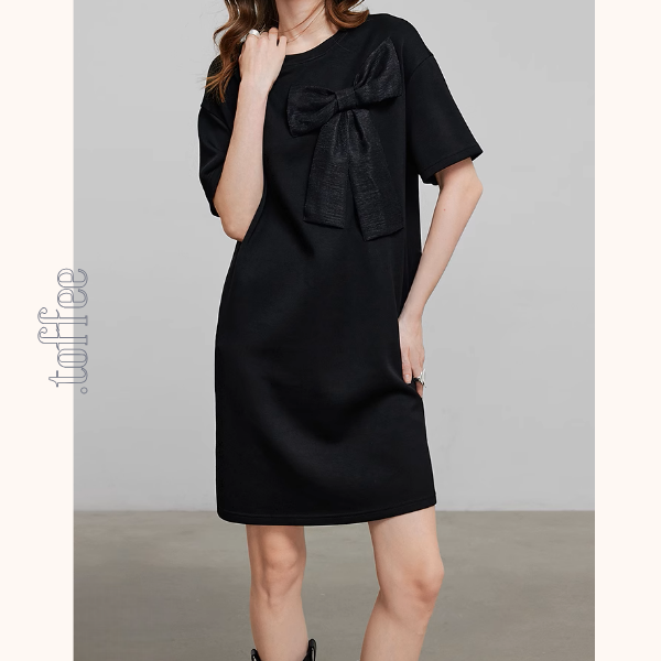 ビッグリボンデザインAラインミニ丈ワンピース《Z00931》