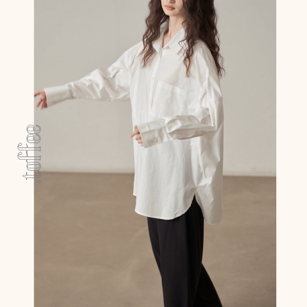 【2color】バックリボンオーバーサイズシャツ《Z00999》