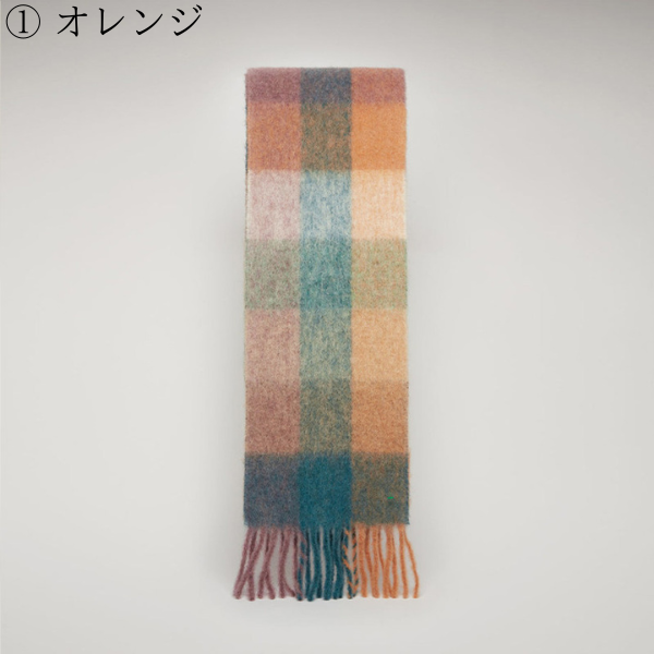 【8color】マルチカラーが映えるロング丈ブロックチェックマフラー《Z01185》