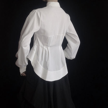 ウエストスクイーズラウンドヘムシャツ AU-413