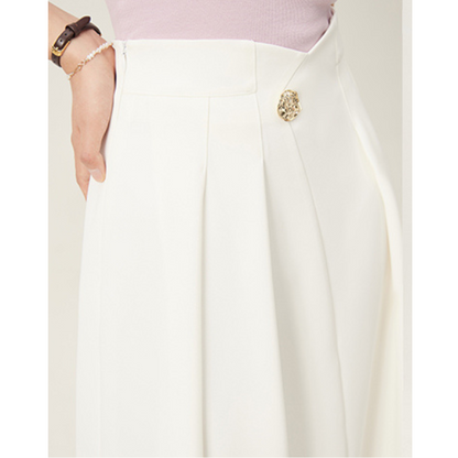 【2color】ゴールドボタン付きハイウエストAラインスカート Z00094