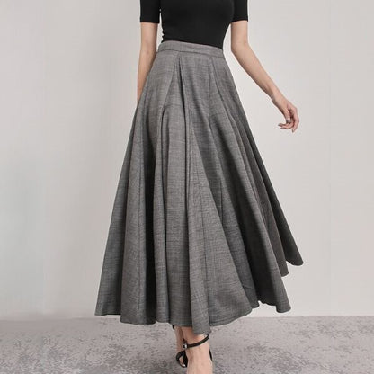 クラシックデザインフリルプリーツスカート　AU-027