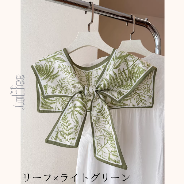 【6pattern】絵柄が彩る＊リボン結びのアートつけ襟ショール《Z01204》