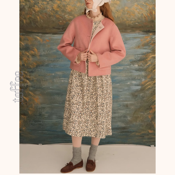 コーデュロイフローラルプリントノースリーブワンピース　Z00616