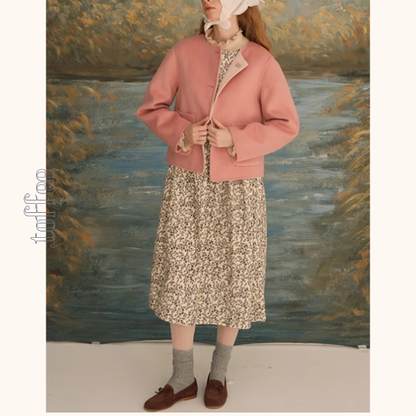 コーデュロイフローラルプリントノースリーブワンピース　Z00616