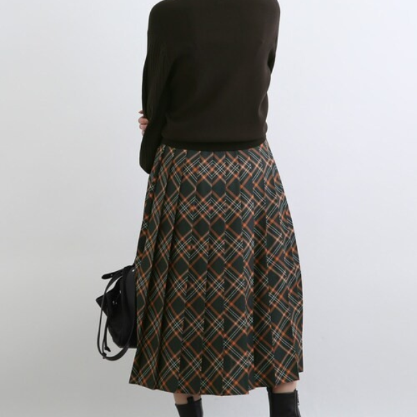 【２color】レトロチェックプリーツAラインスカート w-010