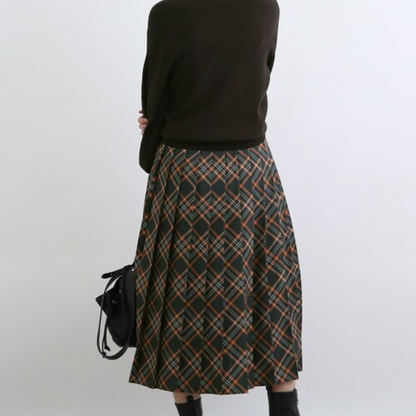 【２color】レトロチェックプリーツAラインスカート w-010