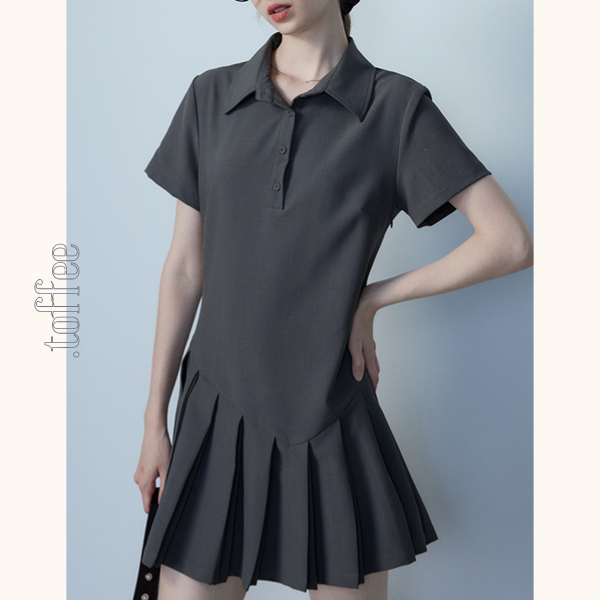 ポロカラープリーツミニスカート　Z00465