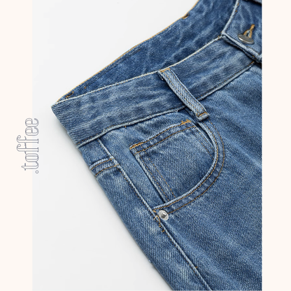 星型アップリケのハイウエストワイドジーンズ《Z00930》