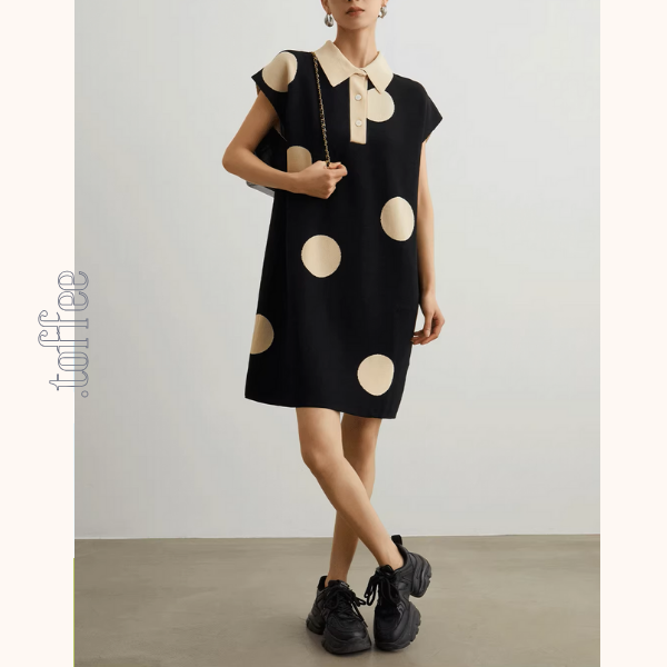 ラージドットフレンチスリーブミニワンピース《Z00943》