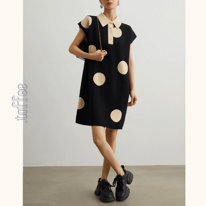 ラージドットフレンチスリーブミニワンピース《Z00943》
