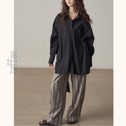 【2color】バックリボンオーバーサイズシャツ《Z00999》