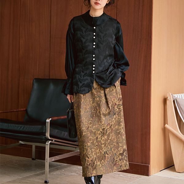 ダマスク柄織りミディアムジレ　《Z00812》