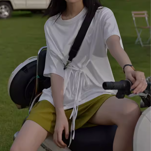 【2color】ウエストリボンTシャツ X1-009