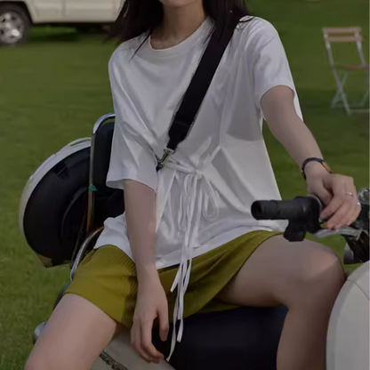 【2color】ウエストリボンTシャツ X1-009