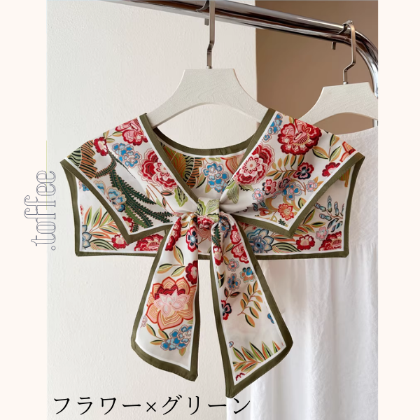 【6pattern】絵柄が彩る＊リボン結びのアートつけ襟ショール《Z01204》