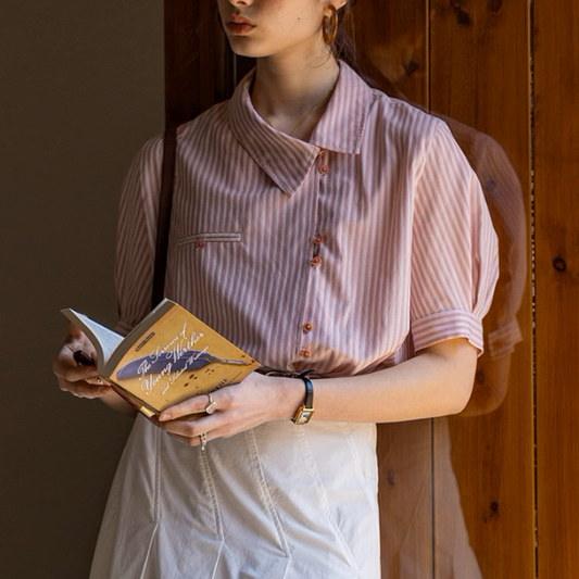 【2color】ストライプ柄ボックスシルエットシャツ《Z00854》