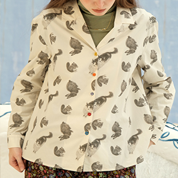 アニマルプリントヴィンテージシャツ　Z00600