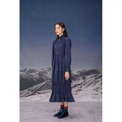 【3color】ゴールドフォックスボタンロングワンピース C0099