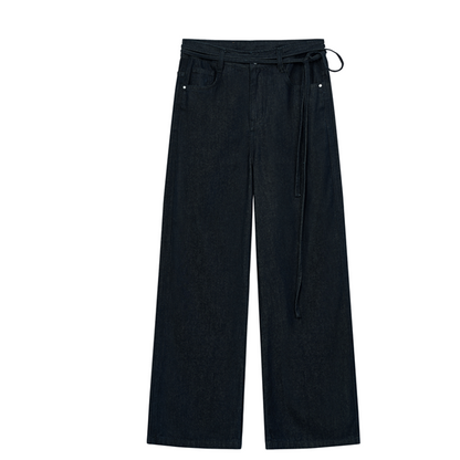 ストラップ付きハイウエストデニムパンツ　Z00555