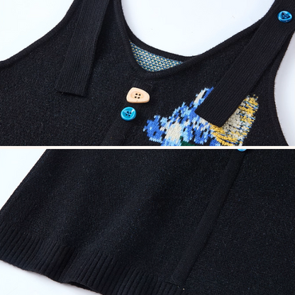 アイリスが咲くアート刺繍ワンピース《Z01129》