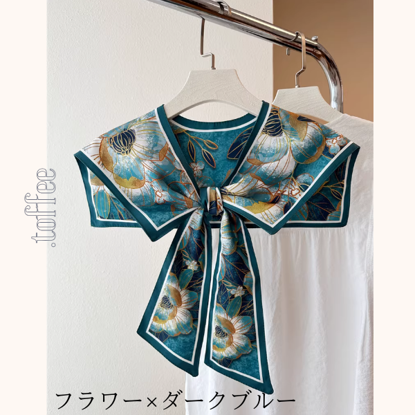 【6pattern】絵柄が彩る＊リボン結びのアートつけ襟ショール《Z01204》