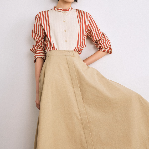 バンドカラーストライプロングシャツ《Z00897》