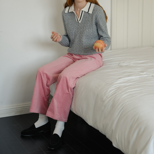 【2color】ワイドレッグコーデュロイパンツ X-509