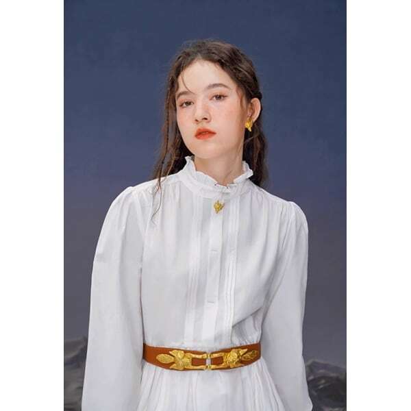 【3color】ゴールドフォックスボタンロングワンピース C0099