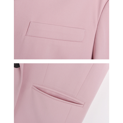 オーバーサイズジャケットとプリーツスカートのピンクセットアップ X-404
