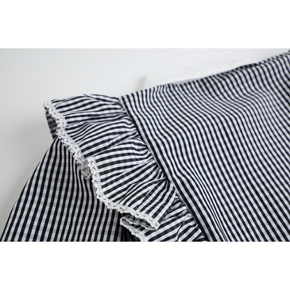 ストライプフリルブラウス　X-347