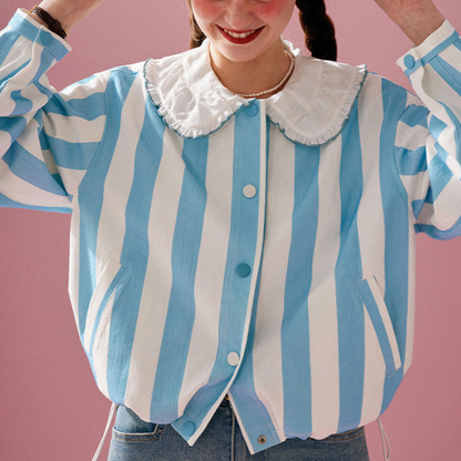 【2color】POPなラウンドネックコットンジャケット  Z00131