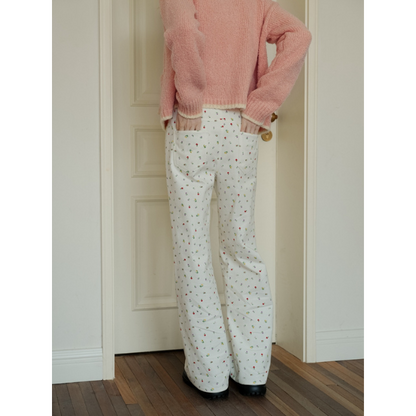 小花柄ワイドレッグカジュアルパンツ Z00017